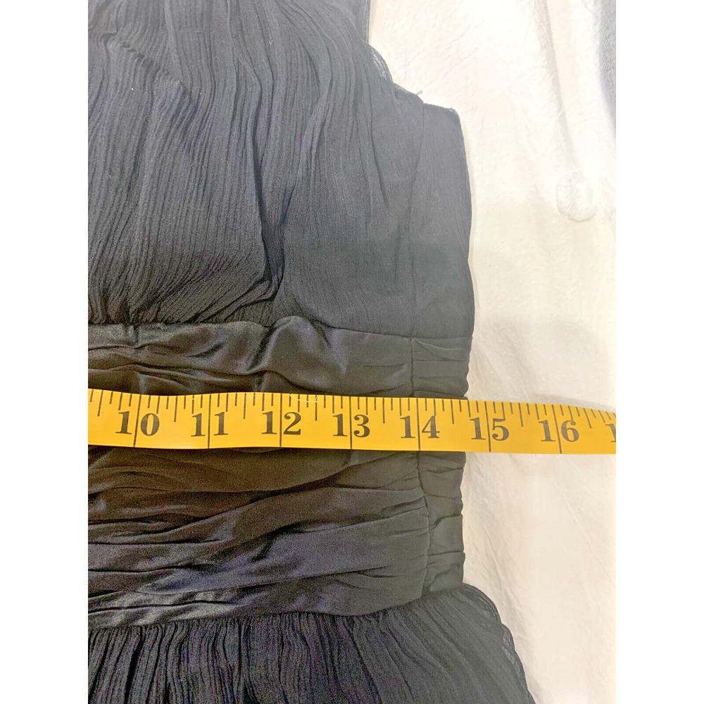 MAGGY LONDON WOMEN'S ELEGANT Silk DRESS BLACK ONE SHOULDER SIZE 8 Crepe Party - Picture 4 of 6